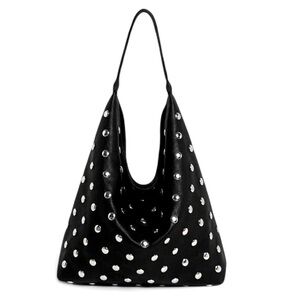 Black Studded hobo large Bag grommets studs silver slouchy bag